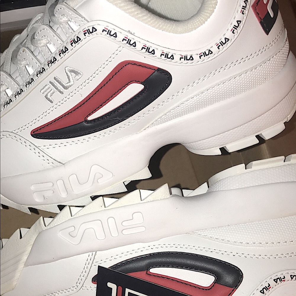White fila with red and blue colors